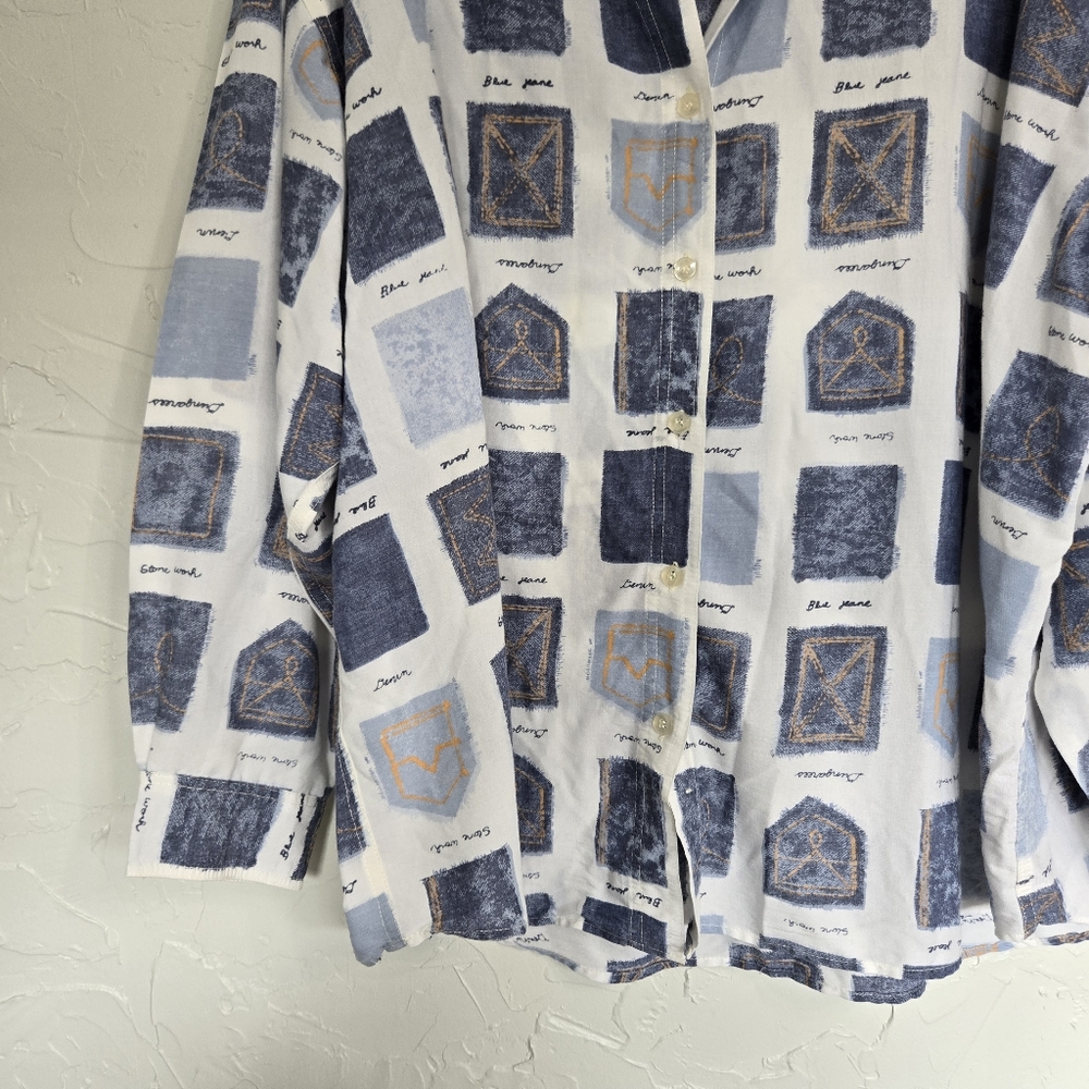 Vintage Bill Blass Patterned Button Down Top - image 5